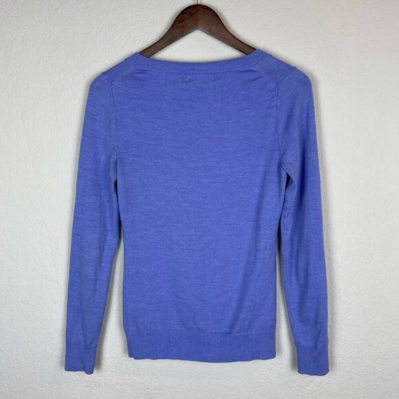 Banana Republic Extra Fine Merino Wool Sweater M Lavender Purple V-Neck Warm - Picture 7 of 7
